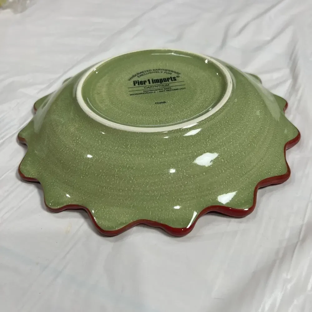 Pier 1 Carynthum Earthenware Plate 8 Inch Handcrafted Floral Dessert Dish